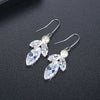 Women's Copper Leaf Fish Hook Earrings With Transparent Zircon And Pearl Accents Electroplated Fashion Jewelry