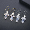 Women's Copper Leaf Fish Hook Earrings With Transparent Zircon And Pearl Accents Electroplated Fashion Jewelry