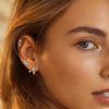 Women's Copper Leaf Hoop Earrings With Zircon Inlay Geometric Shape Electroplated Fashion Jewelry