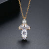 Women's Copper Leaf Pendant Necklace With Mixed Gemstone Inlay And Pearl Detail Electroplated Fashion Jewelry Wholesale