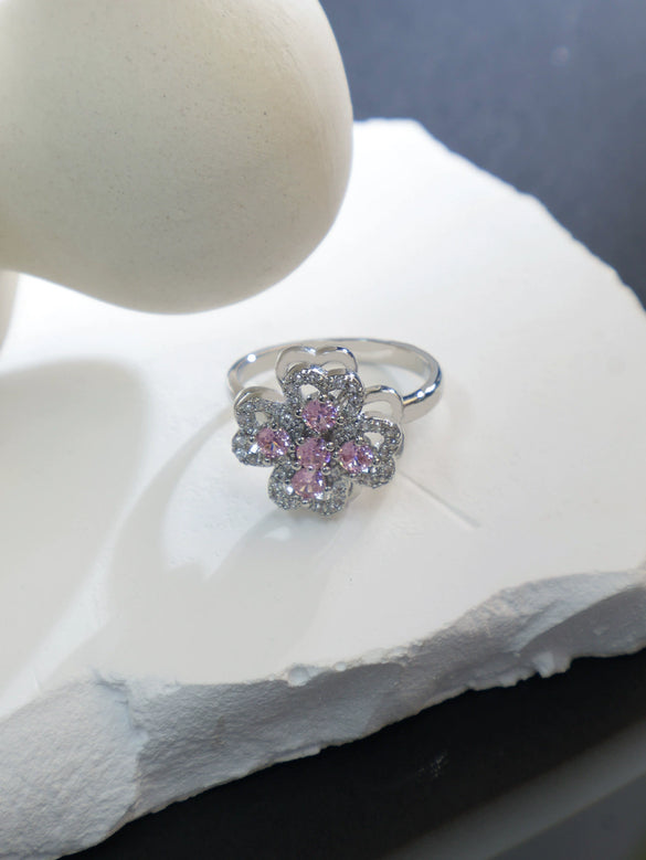 Women's Copper Lucky Fourleaf Clover Fashion Rotating Adjustable Light Luxury Ring Real Gold Plated Nonfading