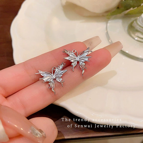 Women's Copper Microinlaid Zircon Insectshaped Butterfly Electroplated Earrings