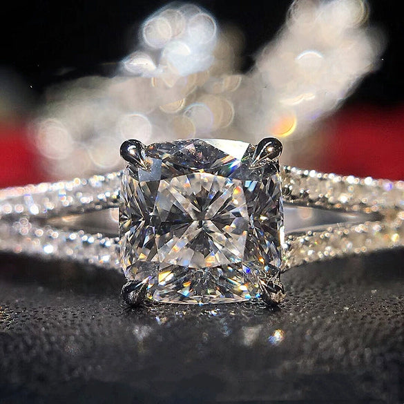 Women's Copper Microinlaid Zircon Square Geometric Fashion Engagement Ring Jewelry