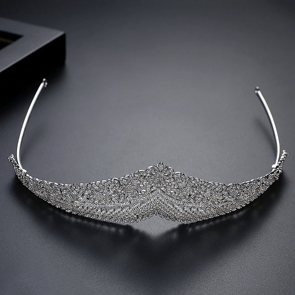 Women's Copper Microset Zircon Bridal Crown Headpiece Elegant Princess Style Hair Accessory