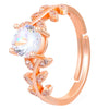 Women's Copper Moissanite Ring With Flower Pattern And Diamond Treatment