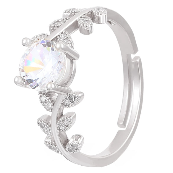 Women's Copper Moissanite Ring With Flower Pattern And Diamond Treatment
