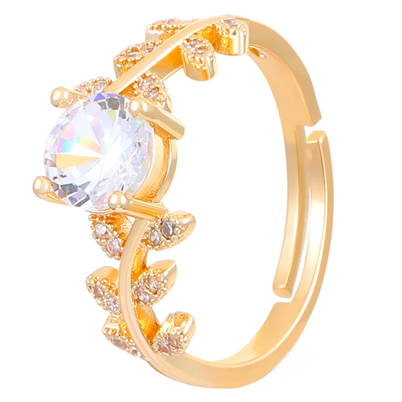 Women's Copper Moissanite Ring With Flower Pattern And Diamond Treatment