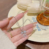 Women's Copper Moonstone Teardrop Star Pendant Necklace With Electroplating And Minimalist Style