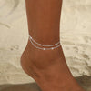 Women's Copper Multi Layer Pearl Anklet With Geometric Heart Pendant Simple Fashion Foot Jewelry