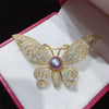 Women's Copper Natural Freshwater Pearl Butterfly Brooch With Micro Inlay Simple Style Fine Jewelry