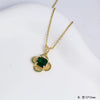Women's Copper Necklace With Flower Shaped Mixed Gemstone Pendant And O Word Chain Electroplating Design Simple Style