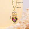 Women's Copper Necklace With Heart Shape Mixed Gemstone Inlay Pendant And O Chain Electroplated Design