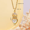 Women's Copper Necklace With Heart Shape Mixed Gemstone Inlay Pendant And O Chain Electroplated Design