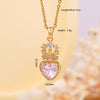Women's Copper Necklace With Heart Shape Mixed Gemstone Inlay Pendant And O Chain Electroplated Design