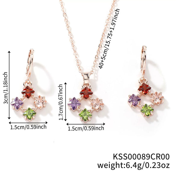 Women's Copper O Chain Necklace With Zircon Inlay Pendant Fashion Natural Style Jewelry Set