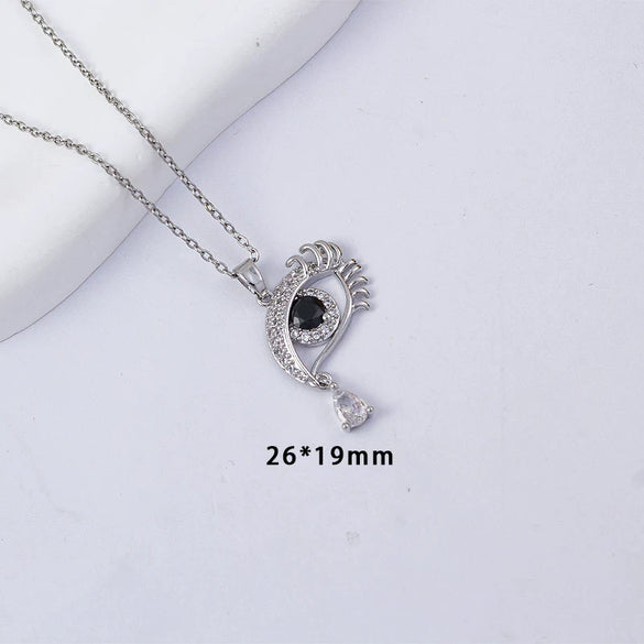 Women's Copper O Word Chain Necklace With Evil Eye Pendant And Electroplating Design