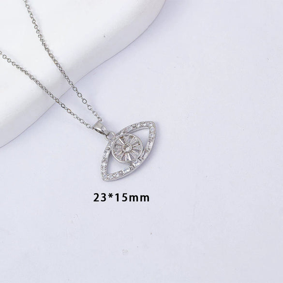 Women's Copper O Word Chain Necklace With Evil Eye Pendant And Electroplating Design