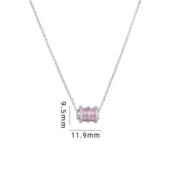 Women's Copper Ochain Mixed Gem Inlay Geometric Pendant Necklace With Electroplating