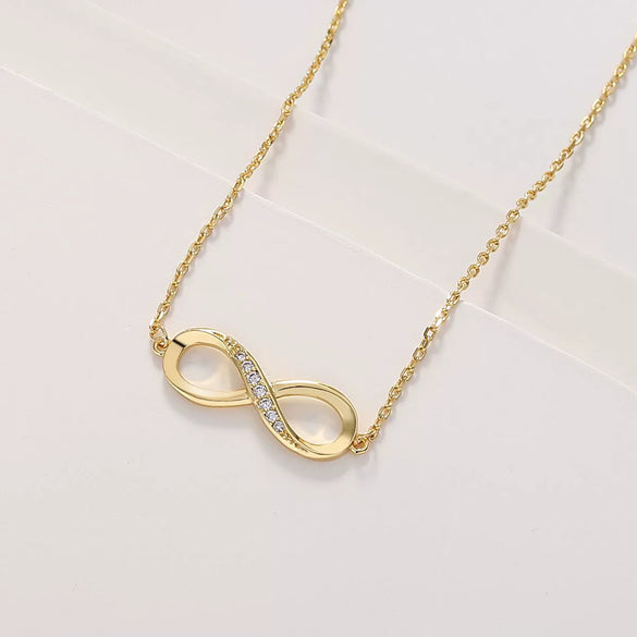 Women's Copper Ochain Necklace With Infinite Cycle Symbol Microinlaid Zircon And Plated 14K