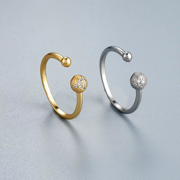 Women's Copper Open Ring With Round Dropshaped Beads And Electroplated Retro Fashion Design