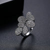 Women's Copper Open Ring With Zircon Flower Design Adjustable Minimalist Floral Jewelry