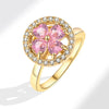 Women's Copper Open Rotating Ring With Geometric Pattern And Electroplating Treatment