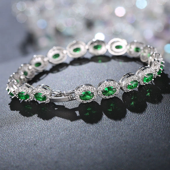 Women's Copper Oval Zircon And Glass Fashion Drop Shape Bracelet