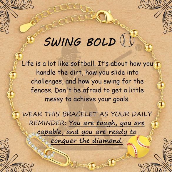 Women's Copper Paperclip Chain Bracelet With Zircon Geometric Football Charm Electroplated Sporty Fashion Jewelry Gift