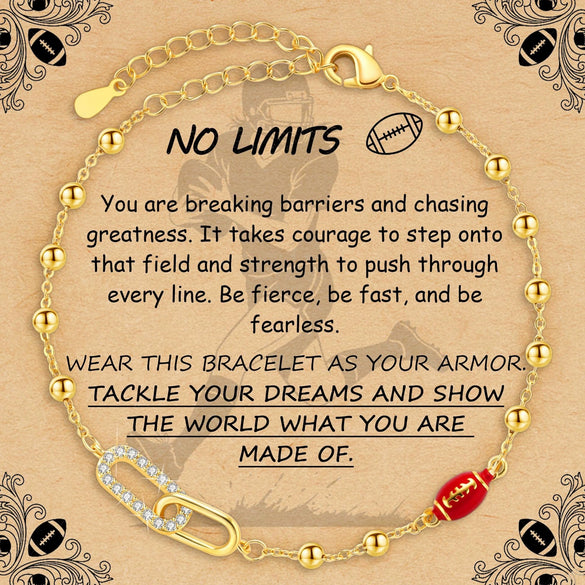 Women's Copper Paperclip Chain Bracelet With Zircon Geometric Football Charm Electroplated Sporty Fashion Jewelry Gift