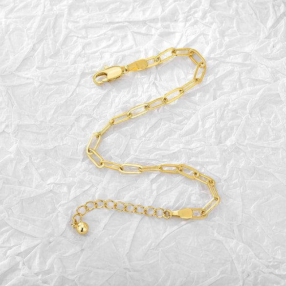 Women's Copper Paperclip Oval Chain Geometric Bracelet Jewelry