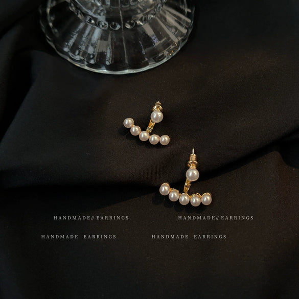 Women's Copper Pearl Geometric Earrings With Electroplated Finish Elegant Minimalist Fashion Jewelry