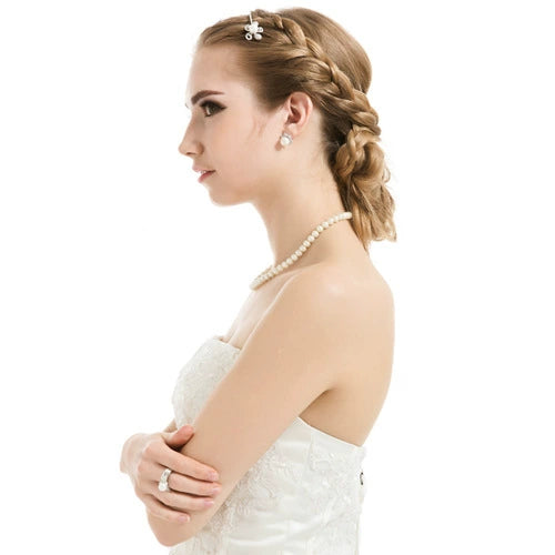 Women's Copper Pearl Hairpin Side Clip With Zircon Inlay And Floral Design Fashion Hair Accessory