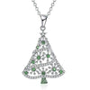 Women's Copper Pendant Necklace With Zirconia And Mixed Gemstone Inlay Geometric Leaf Design And O Chain