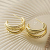 Women's Copper Plated Geometric Micropaved Zircon Earrings