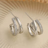 Women's Copper Plated Geometric Micropaved Zircon Earrings
