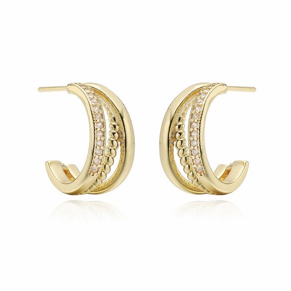 Women's Copper Plated Geometric Micropaved Zircon Earrings