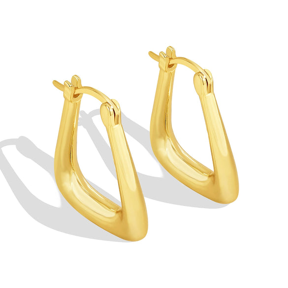 Women's Copper Plated Real Gold Geometric Triangle Earrings