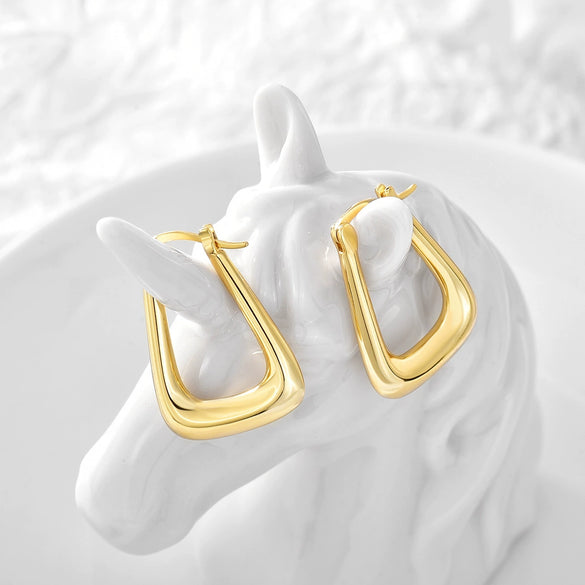 Women's Copper Plated Real Gold Geometric Triangle Earrings