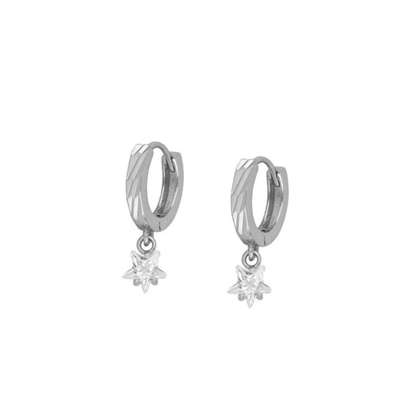Women's Copper Plated With Real Gold Geometric Star Ushape Zircon Earrings