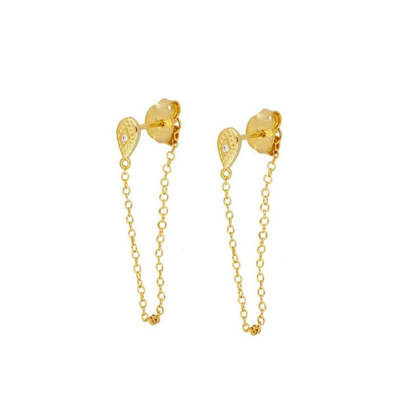 Women's Copper Plated With Real Gold Geometric Star Ushape Zircon Earrings