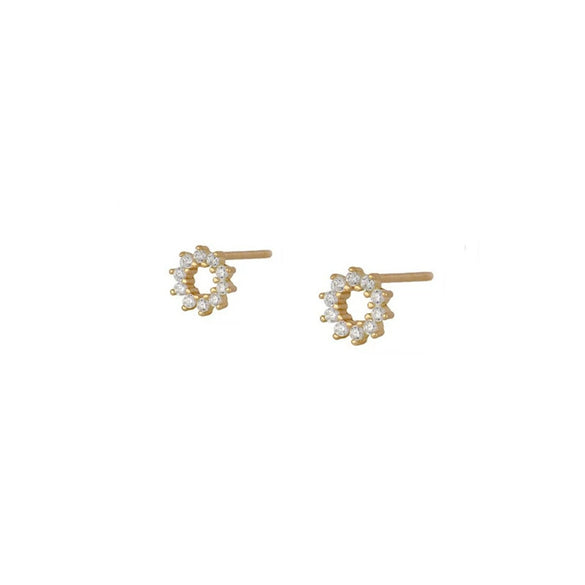 Women's Copper Plated With Real Gold Geometric Star Ushape Zircon Earrings