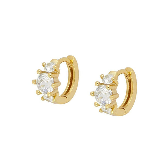 Women's Copper Plated With Real Gold Geometric Star Ushape Zircon Earrings