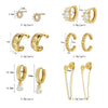 Women's Copper Plated With Real Gold Geometric Star Ushape Zircon Earrings
