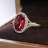 Women's Copper Pomegranate Red Zircon Two Color Geometric Inlaid Ring