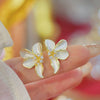 Women's Copper Resin Flower Petal Earrings With Zircon Flower Stamen Design Romantic Light Luxury Floral Earrings