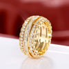 Women's Copper Ring With Flower And Geometric Pattern Inlaid Zircon
