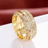 Women's Copper Ring With Flower And Geometric Pattern Inlaid Zircon
