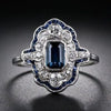 Women's Copper Ring With Peacock Blue Color Oil Dripping Drawing Design Lace Hollow Thin Crown Geometric Pattern Inlaid Zircon British Retro Style