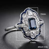 Women's Copper Ring With Peacock Blue Color Oil Dripping Drawing Design Lace Hollow Thin Crown Geometric Pattern Inlaid Zircon British Retro Style