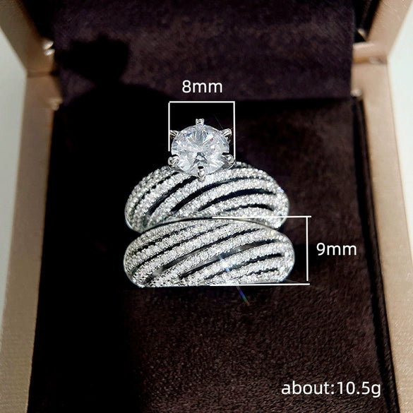 Women's Copper Ring With Zirconia And Geometric Design